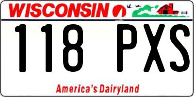 WI license plate 118PXS