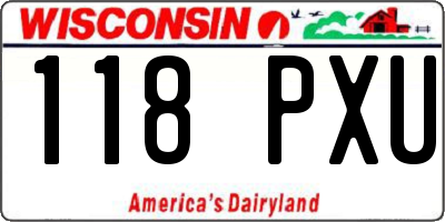 WI license plate 118PXU