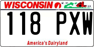 WI license plate 118PXW