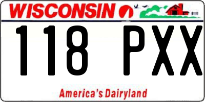WI license plate 118PXX