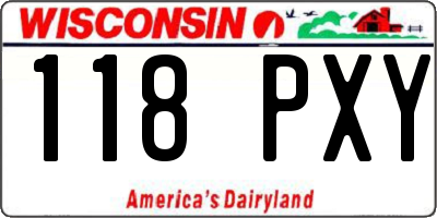 WI license plate 118PXY