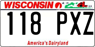 WI license plate 118PXZ