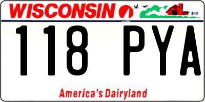WI license plate 118PYA