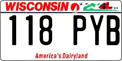 WI license plate 118PYB