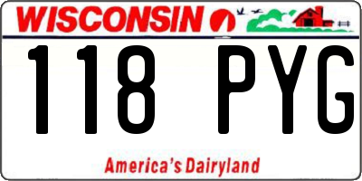 WI license plate 118PYG