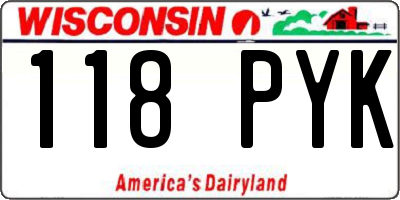 WI license plate 118PYK