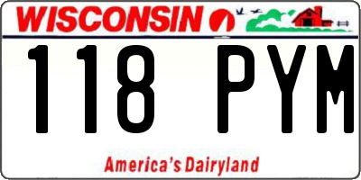 WI license plate 118PYM