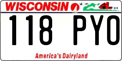 WI license plate 118PYO
