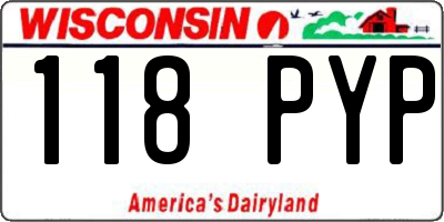 WI license plate 118PYP