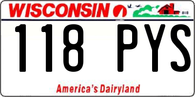 WI license plate 118PYS