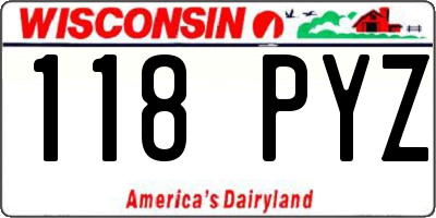 WI license plate 118PYZ