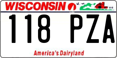 WI license plate 118PZA