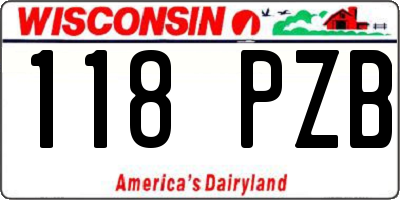 WI license plate 118PZB