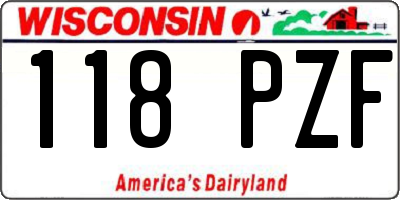 WI license plate 118PZF