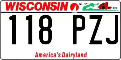 WI license plate 118PZJ