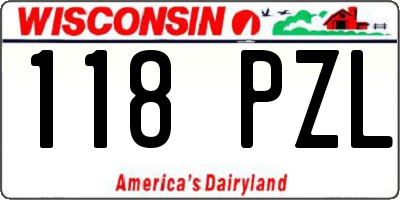 WI license plate 118PZL