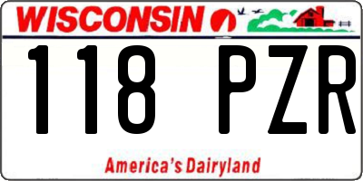 WI license plate 118PZR