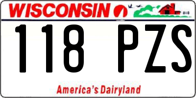 WI license plate 118PZS