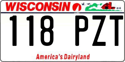 WI license plate 118PZT