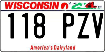 WI license plate 118PZV