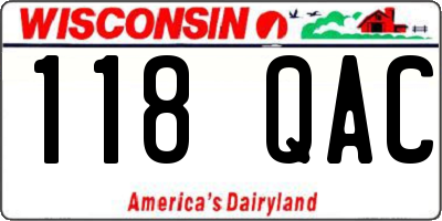 WI license plate 118QAC