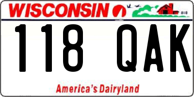 WI license plate 118QAK
