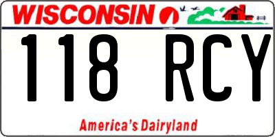 WI license plate 118RCY