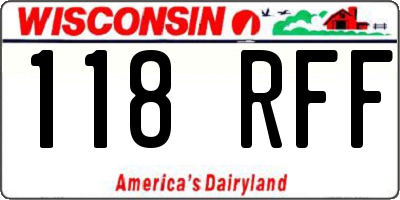 WI license plate 118RFF