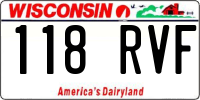 WI license plate 118RVF