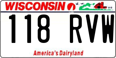 WI license plate 118RVW