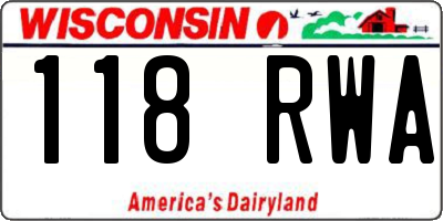 WI license plate 118RWA