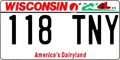 WI license plate 118TNY