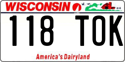 WI license plate 118TOK