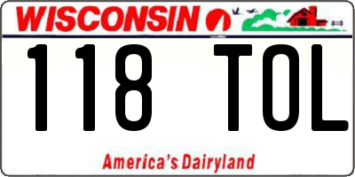 WI license plate 118TOL