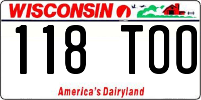 WI license plate 118TOO