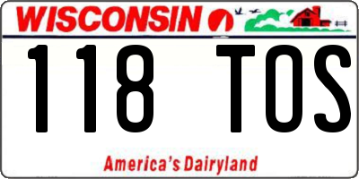 WI license plate 118TOS