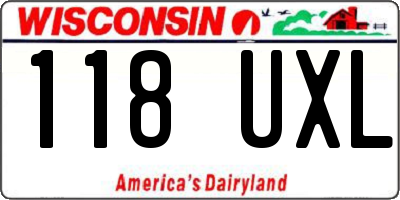 WI license plate 118UXL