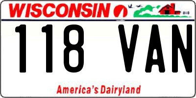 WI license plate 118VAN