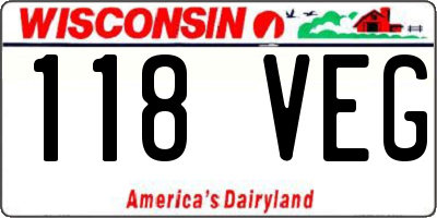 WI license plate 118VEG