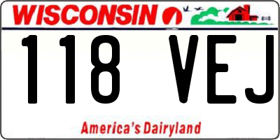 WI license plate 118VEJ
