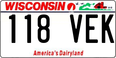 WI license plate 118VEK