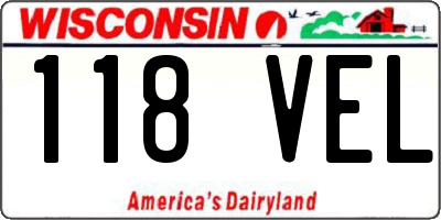 WI license plate 118VEL