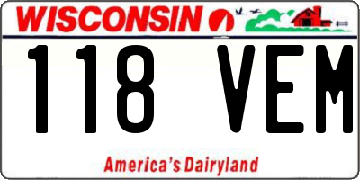 WI license plate 118VEM