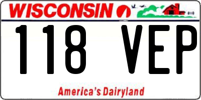 WI license plate 118VEP