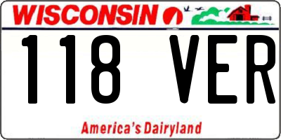 WI license plate 118VER