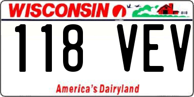 WI license plate 118VEV