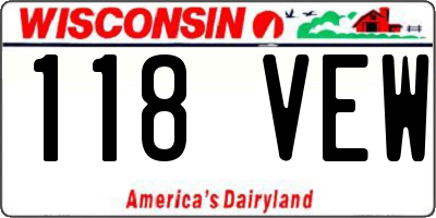 WI license plate 118VEW