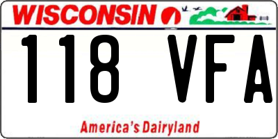 WI license plate 118VFA