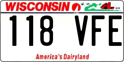 WI license plate 118VFE