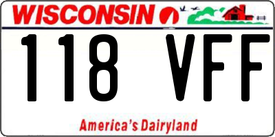 WI license plate 118VFF